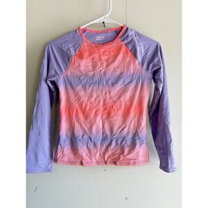 Lands’ End Kids Rash Guard Purple Pink Swim Shirt Girls Size 10 UPF